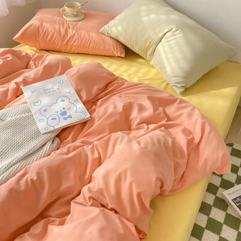 4 шт./комплект, простые однотонные простыни и пододеяльники разных цветов, комплект постельного белья Ins для студенческого общежития, покрывало на кровать 1,2 м, наволочки, комплект из 3 предметов