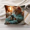 Милый кот с телефоном Наволочка Шелковистый Короткий Плюш Невидимая Молния Пылезащитная Наволочка для Подушки на Диван для Домашнего Декора