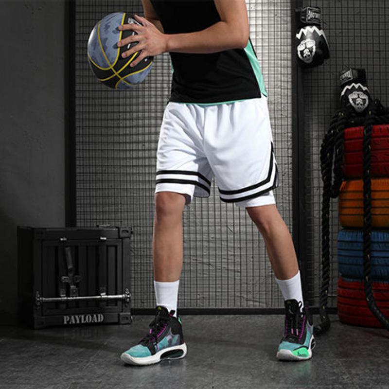 Шорты мужские баскетбольные, искусственные, из двух частей, с тремя точками, до колена, дышащие, быстросохнущие, узкие спортивные брюки, шорты для фитнеса для бега