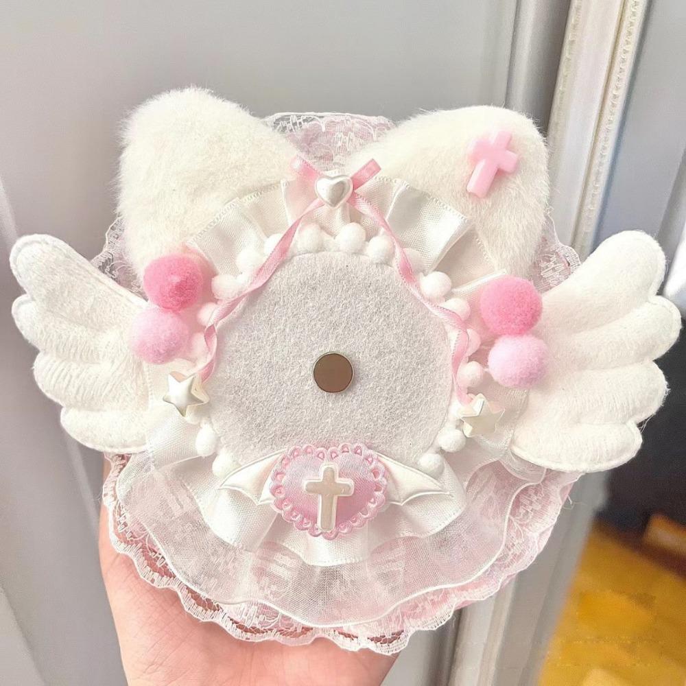 Handmade K-POP Badge Displaying Case Lace Wings Bow DIY Pain Bag Filler Badge Holder  Girls