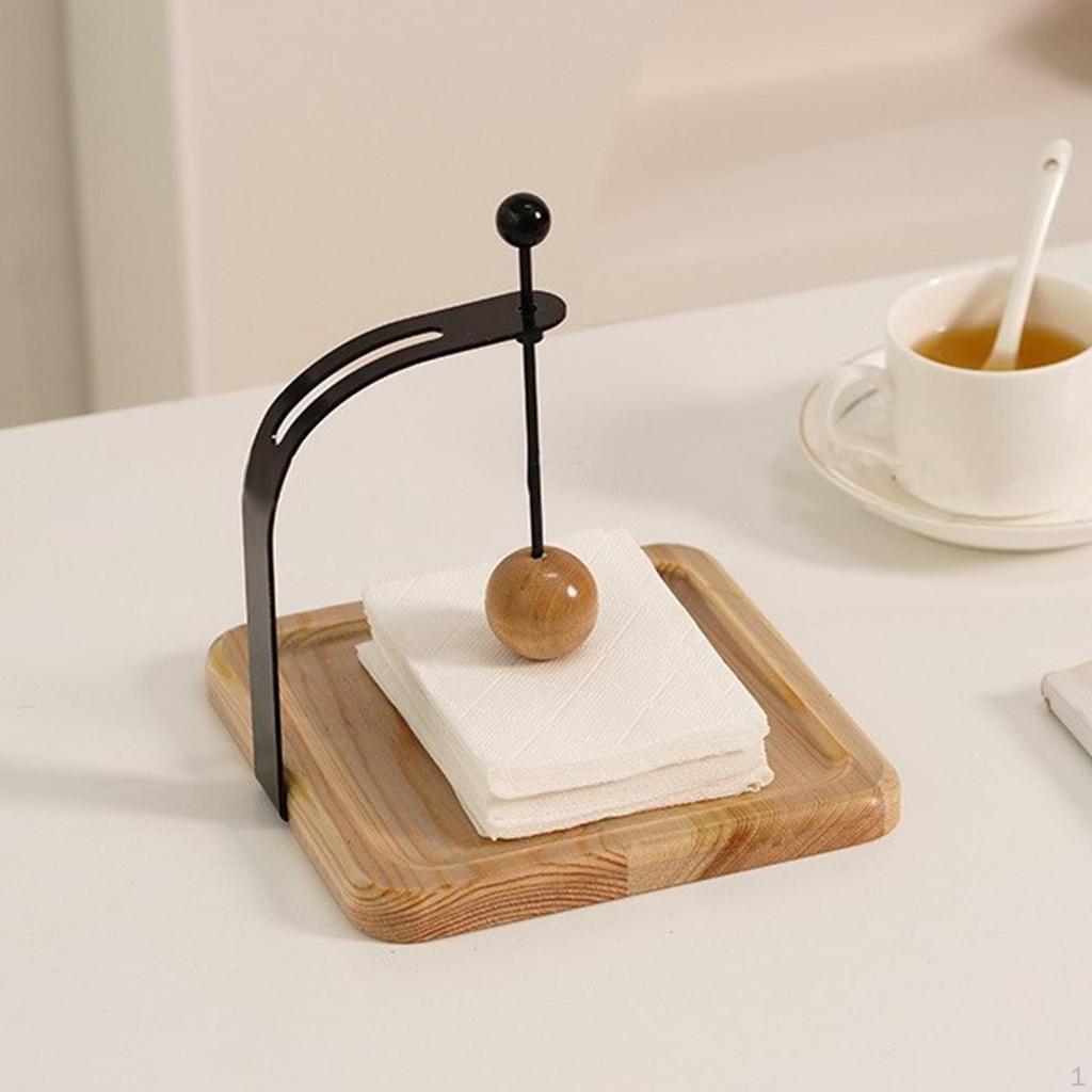 Cafe Napkin Holder Storage Rack Convenient Memos Organizer Tissue Wood Base for Dining