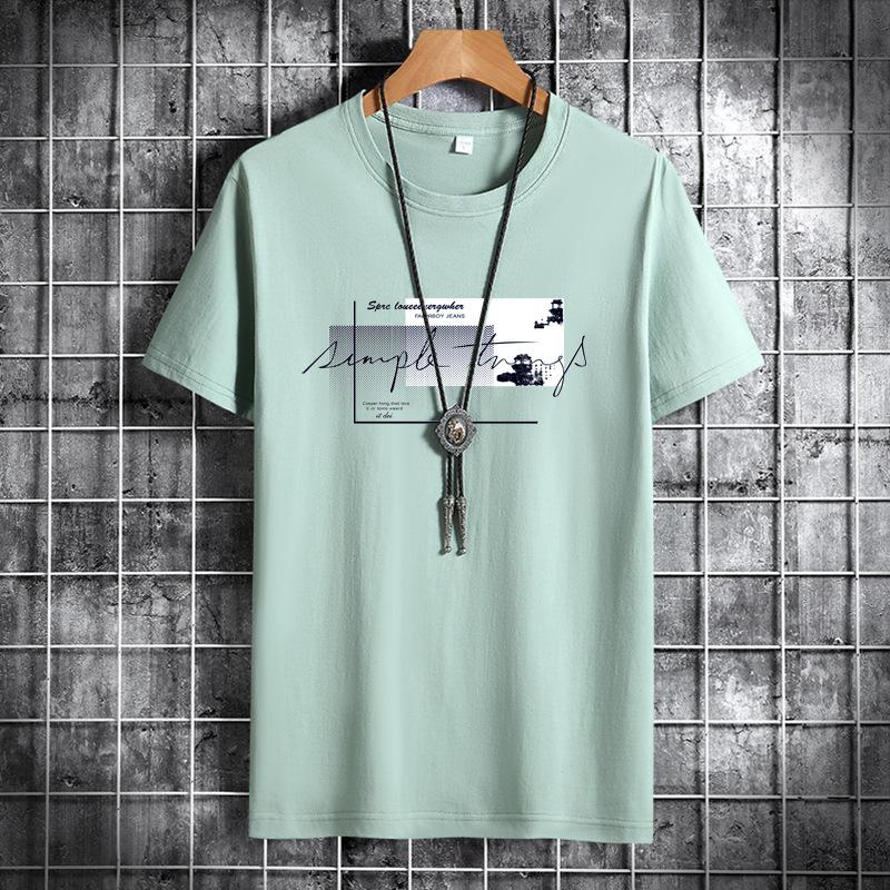 Summer Men Round Neck Cotton Short-sleeved Fashion Printed Casual Men's Loose Sports T-shirt