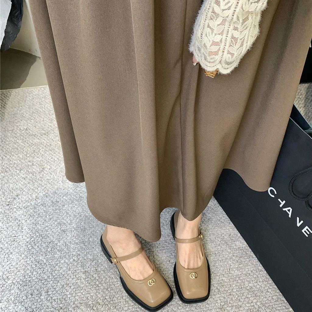 Французские ретро туфли Мэри Джейн с квадратным носком и неглубоким вырезом, женские туфли 2025 новая весна, повседневные балетки