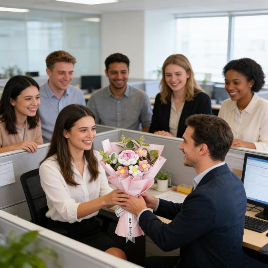 Искусственные цветы ручной работы из хлопковой пряжи вечный цветок вязаный крючком букет день рождения мама жена любовница выпускной домашний декор