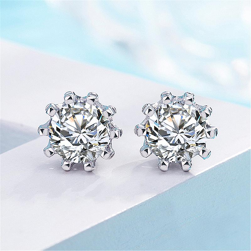HuiSept Trendy Silver 925 Earrings for Women Crown Shape Inlaid AAA Zircon Gemstone Stud Earrings Jewelry Wedding Gift Wholesale