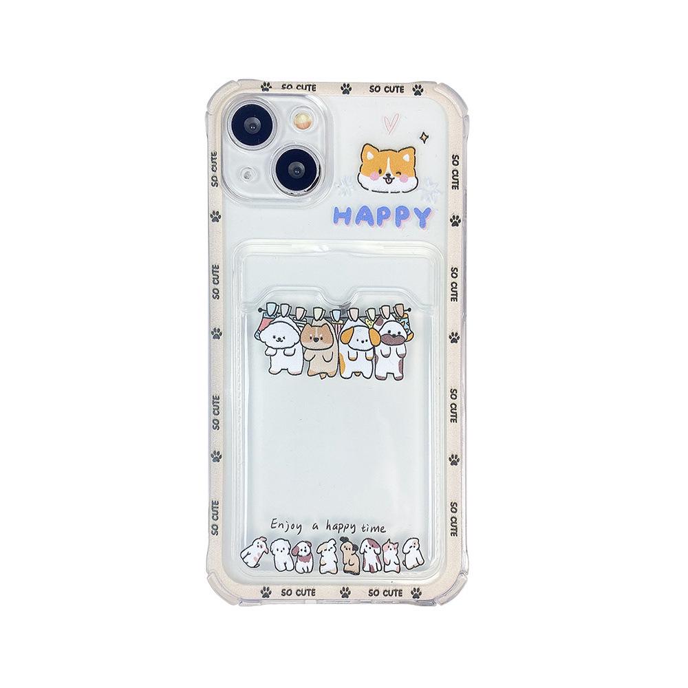 Чехол Apple 15 Clip Puppy Card Case для iPhone 14 и 13/14 ProMax — удобный женский защитный чехол-кошелек для телефона.