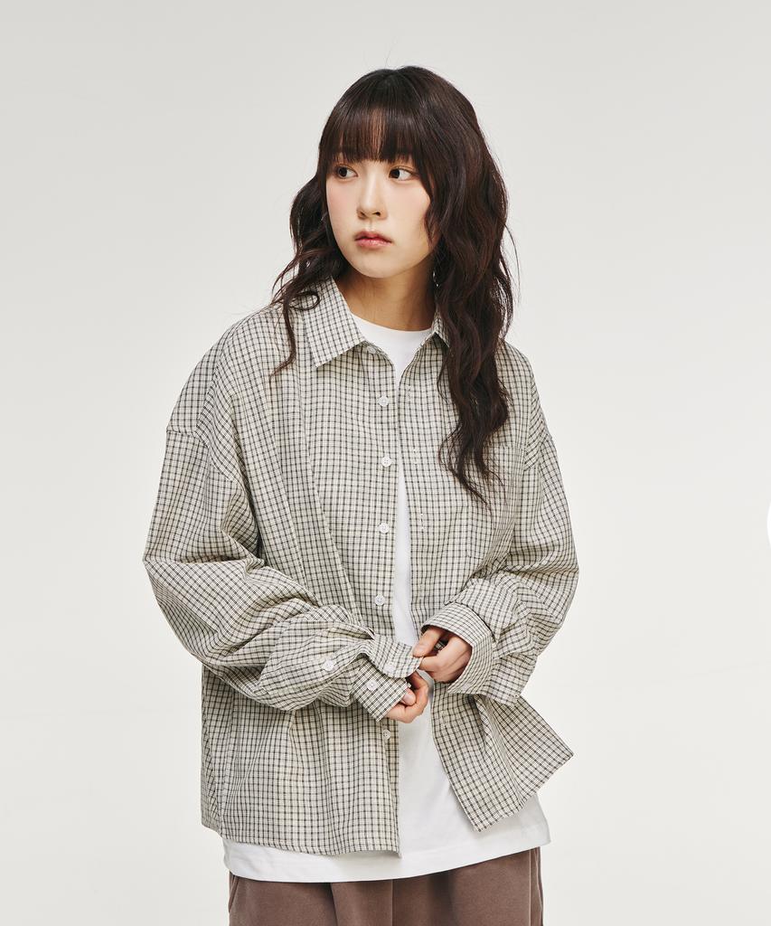 SIGNATURE Crop Check Shirt [White]