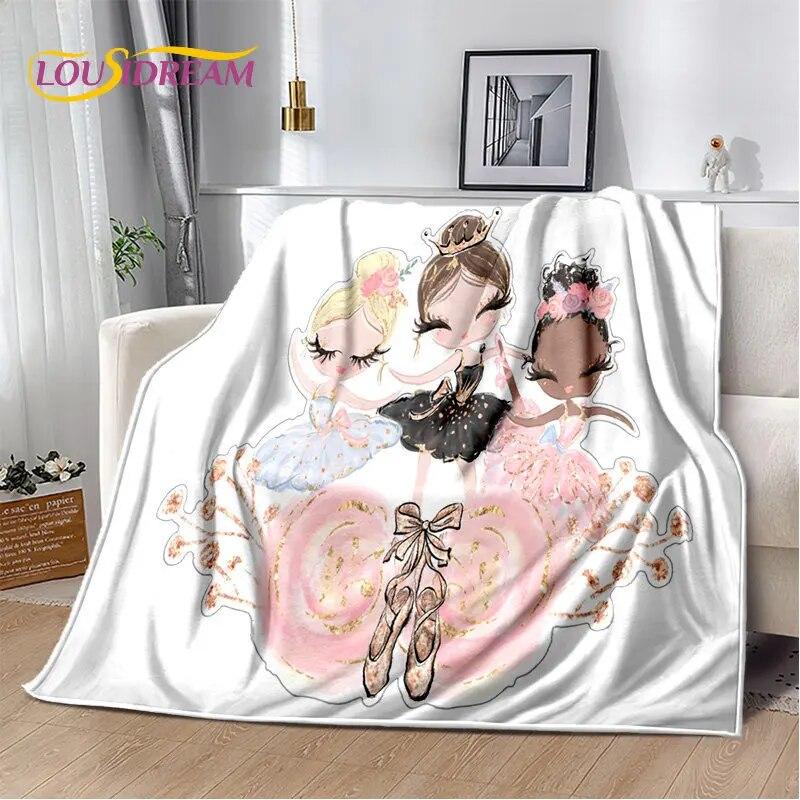 Милое мягкое плюшевое одеяло с рисунком балерины для девочек, фланелевое одеяло для гостиной, спальни, кровати, дивана, пикника, детей
