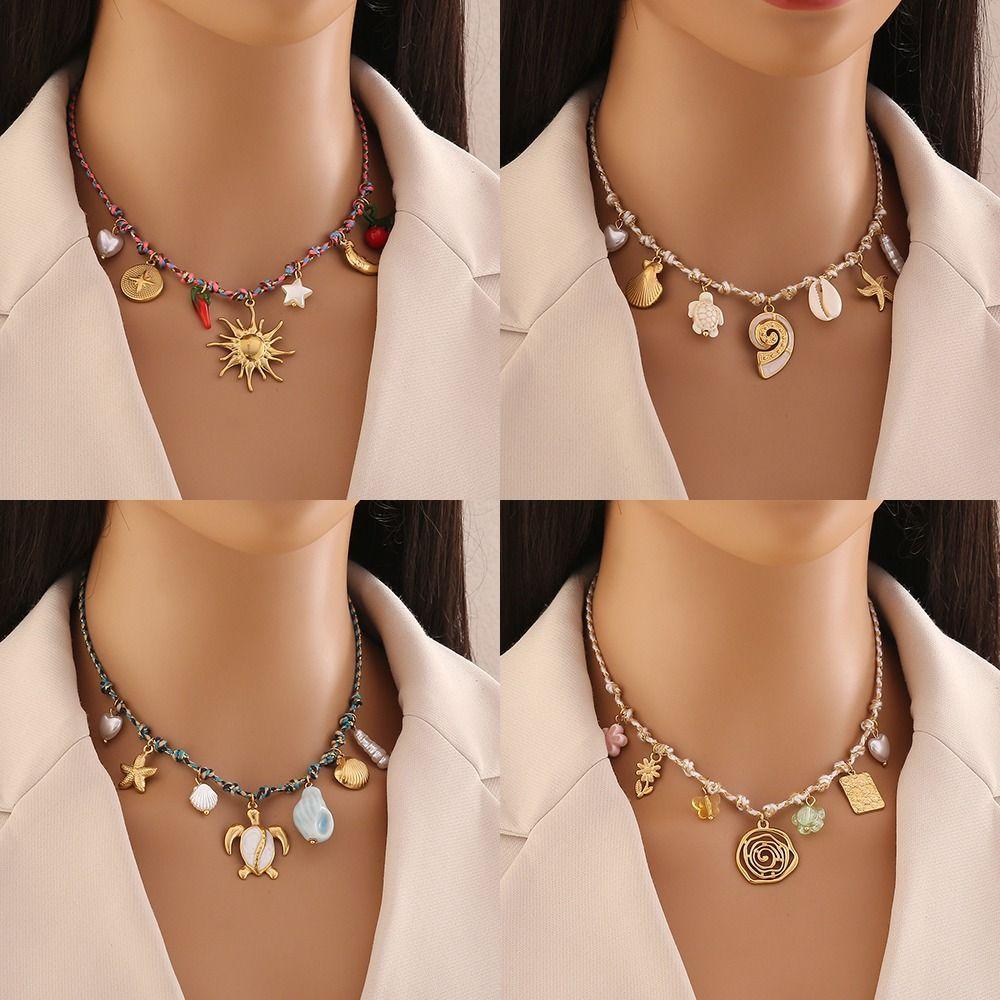 Богемское ожерелье со звездой Морская серия Ожерелье на ключицу Модное океаническое ожерелье Лето