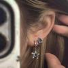 Асимметричные серьги-звездочки синего цвета, серьги-кольца, нишевый дизайн, милый, крутой, шикарный стиль, уникальная индивидуальность, простые, универсальные, темпераментные серьги