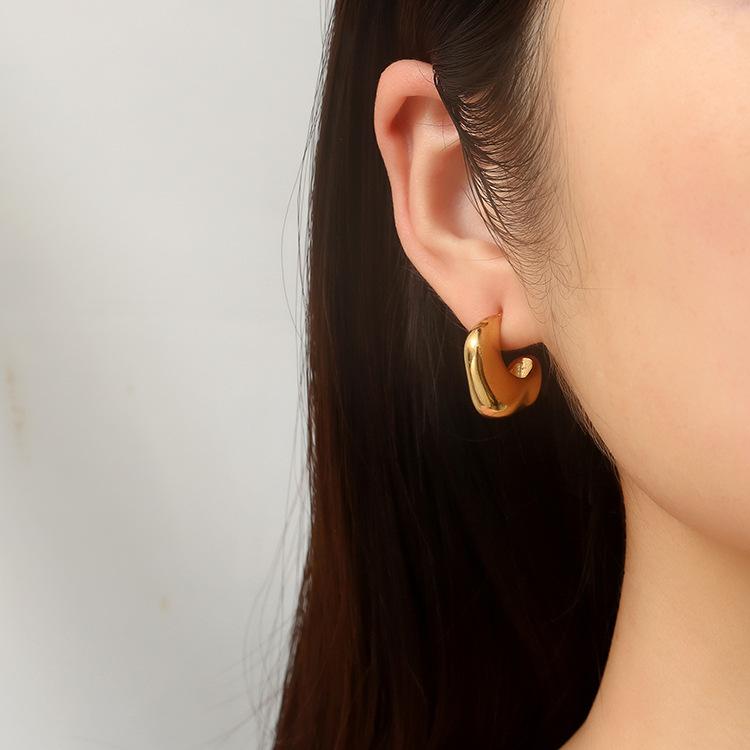 Глянцевые нерегулярные серьги из нержавеющей стали, женские универсальные серьги премиум-класса в стиле ретро, нерегулярные серьги