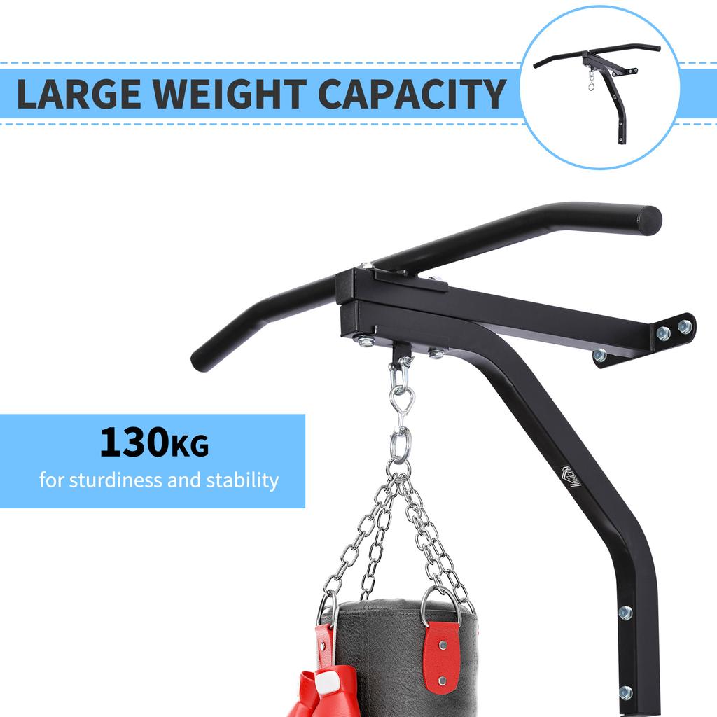 Punching Bag Hanger Wall Mount Bracket Kick Boxing Mma Training Frame Home Fitness Workout Pull Up Bar Black