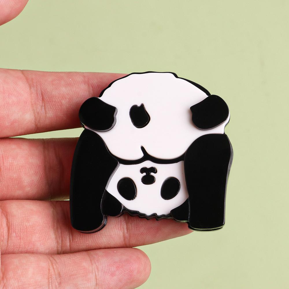 New Cute Panda Acrylic Brooches for Women Girls Funny Animals Badge Backpack Clothes Lapel Pins Brooch Dress Fashion Jewelry