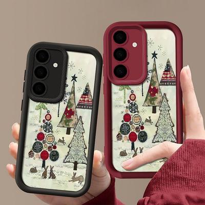 Чехол для телефона с рождественским узором для Samsung Galaxy S25 Edge S24 FE S23 S22 Ultra Plus A17 A56 A36 A16 A15 A55 A54 A53 5G Мягкий чехол для телефона