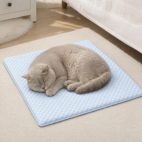 Dog Cooling Mat, Self-cooling Pet Mat with Refillable Ice Boxes, Cool Pet Bed Dog Ice Pad with Washable Cover for Cats Dogs Keeps Pets Cool in Summer
