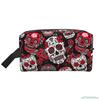 Хэллоуин красочные цветочные сахарные черепа косметички для женщин большой емкости дорожная косметичка портативный дорожный водонепроницаемый подарок