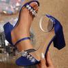 Crystal Women High Heels Sandals Chunky Summer Shoes Designer 2025 Trend New Slippers Luxury Dress Party Woman Pumps