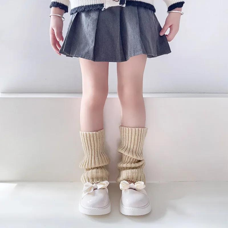 19 Стилей Конфетных Цветов Корейские Милые Детские Гетры Вязаные Чехлы для Ног Детские Девочки Однотонные Эластичные Гольфы-Трубы Осенне-Зимние