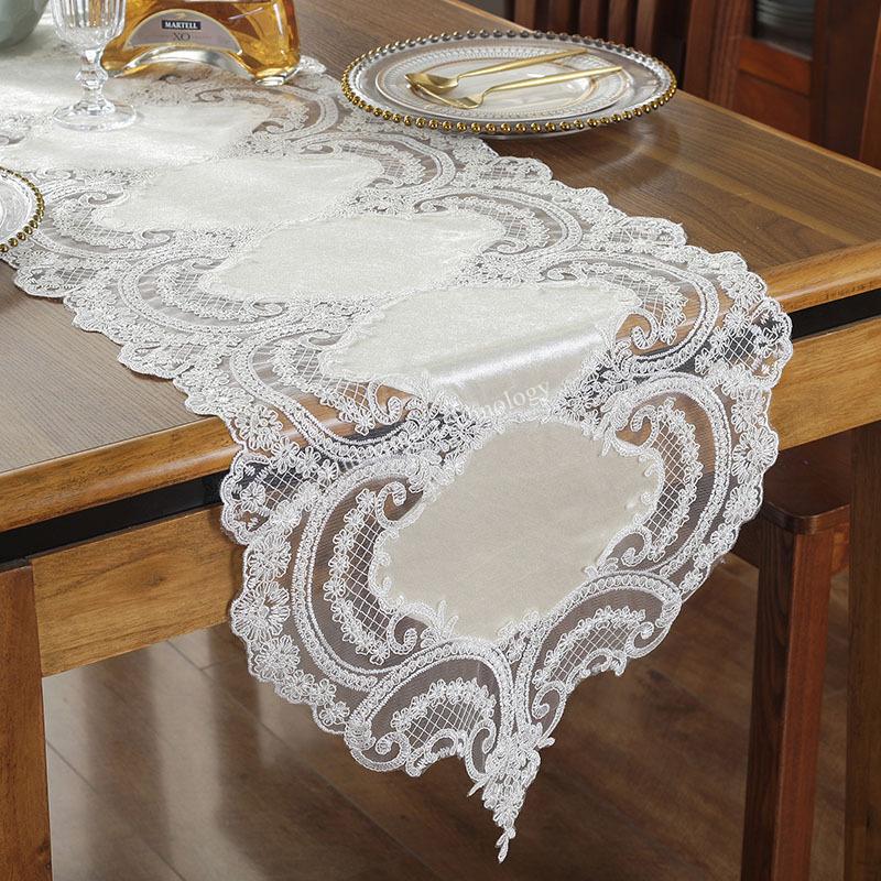Table Runner Golden Velvet Europe Embroidered Table Flag Cover Luxury Lace Tv Cabinet Fabric Classical Coffee Wedding Decoration