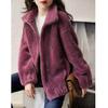 Двусторонний плюшевый тонкий кардиган для женщин, короткий, плюс бархат, повседневный, зимний, новая верхняя куртка для женщин
