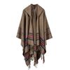 The New European and American Women's Thickened Color Strip Imitation Cashmere Jacquard Shawl Can Be Worn To Keep Warm