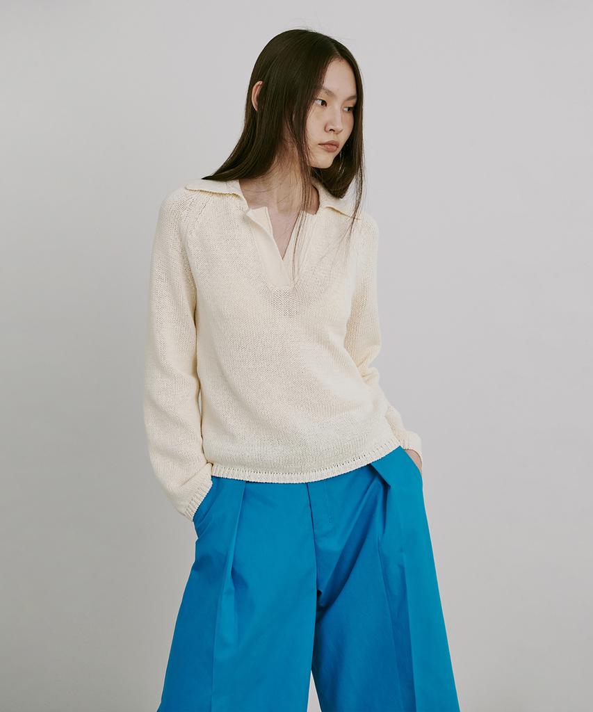 WNDERKAMMER Opened Collar Knit Top_3 Colors