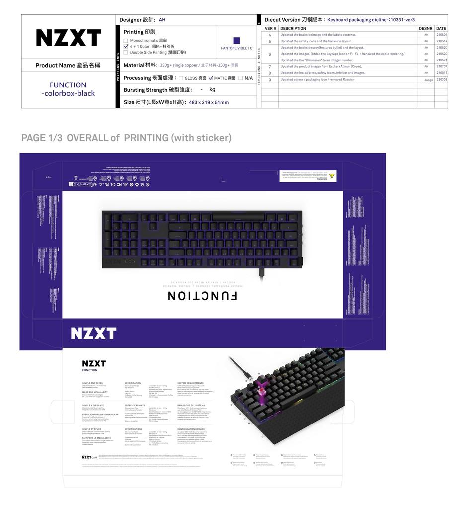 NZXT Игровая клавиатура FUNCTION TENKEYLESS черная KB591 KB-1TKUS-BR