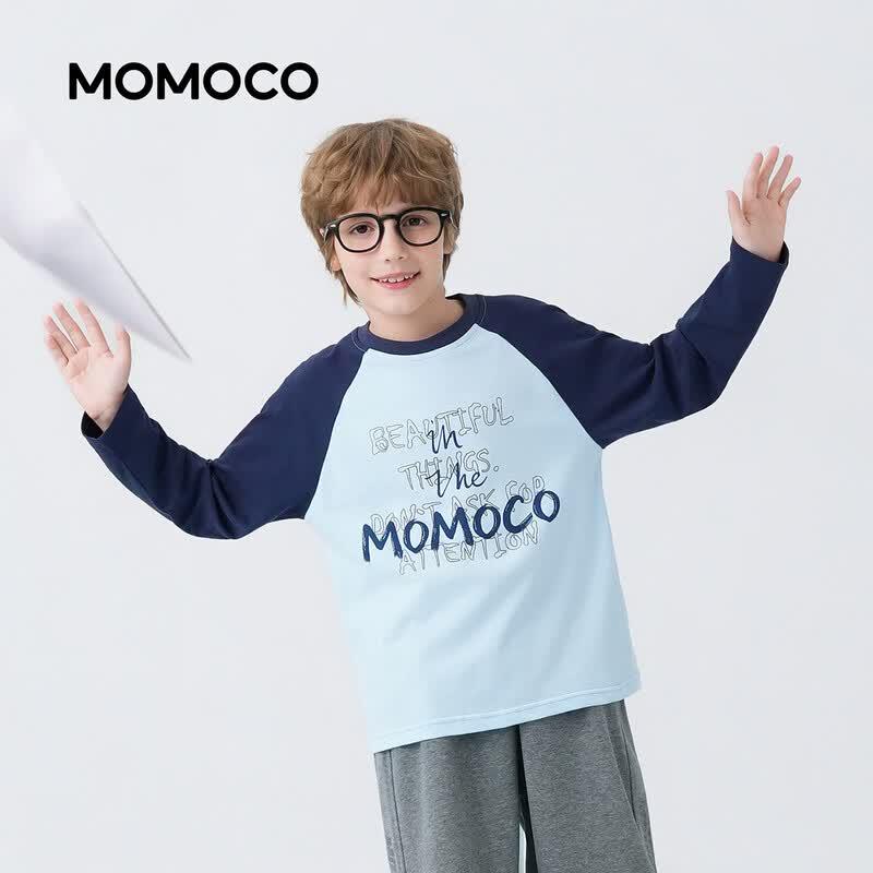 Синяя футболка с длинным рукавом для мальчиков MOMOCO