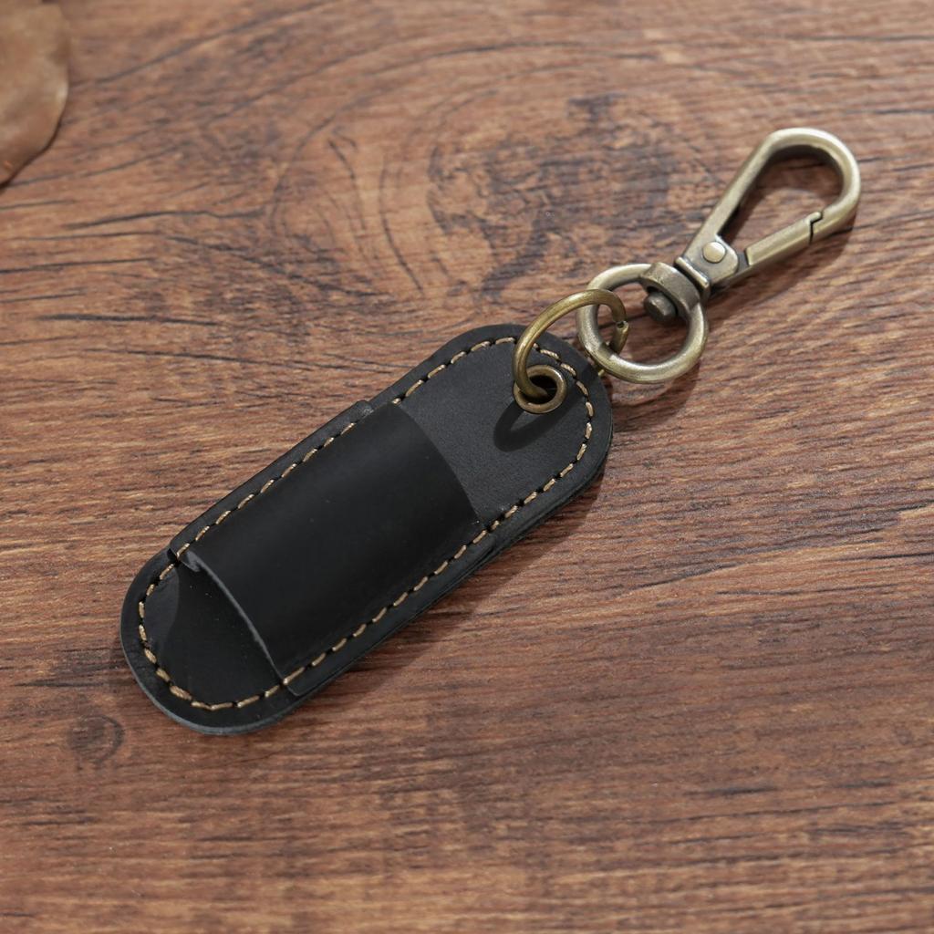 Luxury Genuine Leather 1 Slots Pen Case with Removable Pen Tray Holder Keychain Case Office School Supplies Pouch Creative Gift