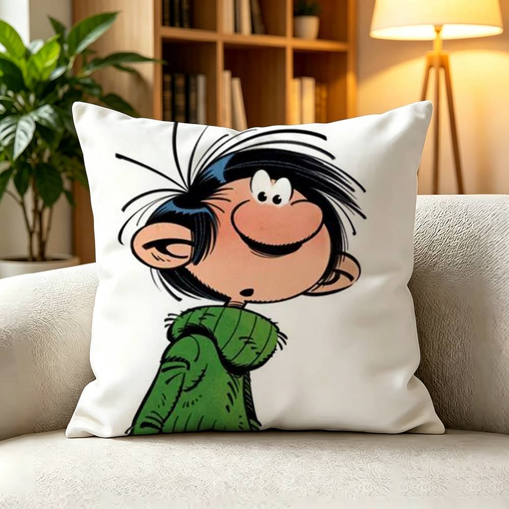 GGaston Lagaffe Classic FrancoBelgian Comic Pillow Case Square DoubleSided Sofa Cushion Cover Bedroom Bedside Pillow