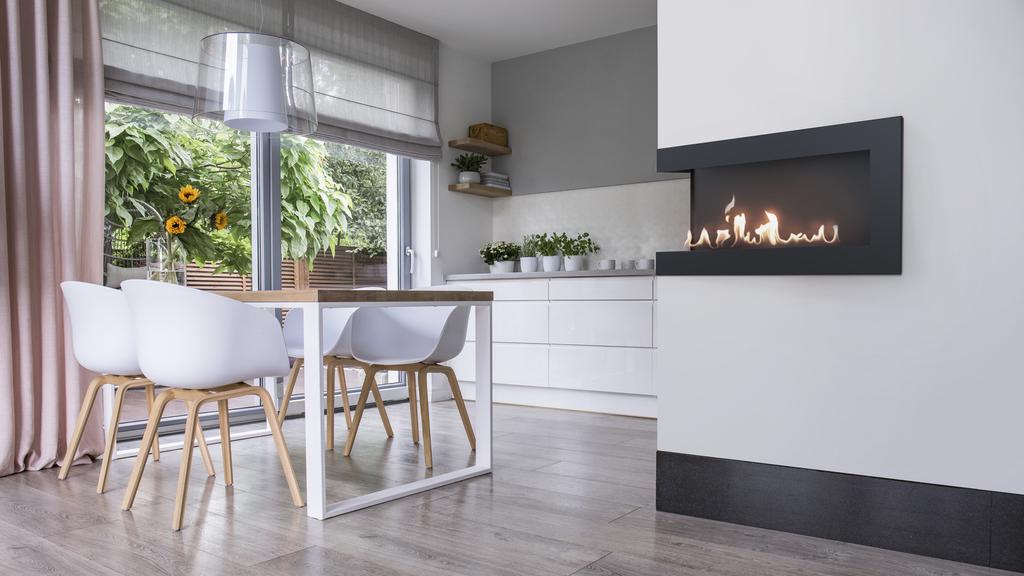 Bioethanol Fireplace 900 TÜV Left-sided with Stones Set