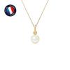 Pendant - - Genuine Cultured Pearl 6-7 Mm - Yellow Gold - Silver Chain 42 Cm - Women