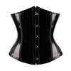 Black PVC Vinyl Corset Top Underbust Push Up Boned Bustier Goth Punk Korsett For Women Front Busk Gorset Plus Size Korse Sexy