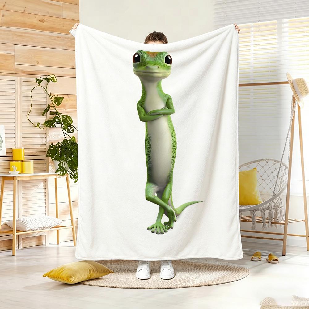 Manta De Franela Ligera De Blanket Con Diseño De Gecko G-Geico, Suave Y Agradable Al Tacto, Ideal Para El Verano