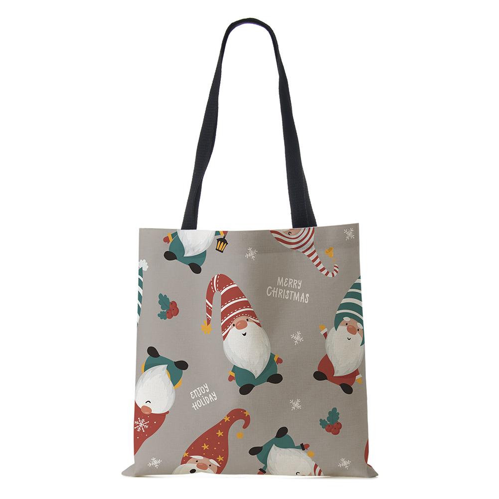 Рождественский Санта Клаус Харадзюку Холщовая сумка-шоппер Многоразовая Вместительная Сумка через плечо 2022 Рождественский подарок Складная сумка-тоут Ручная KTY