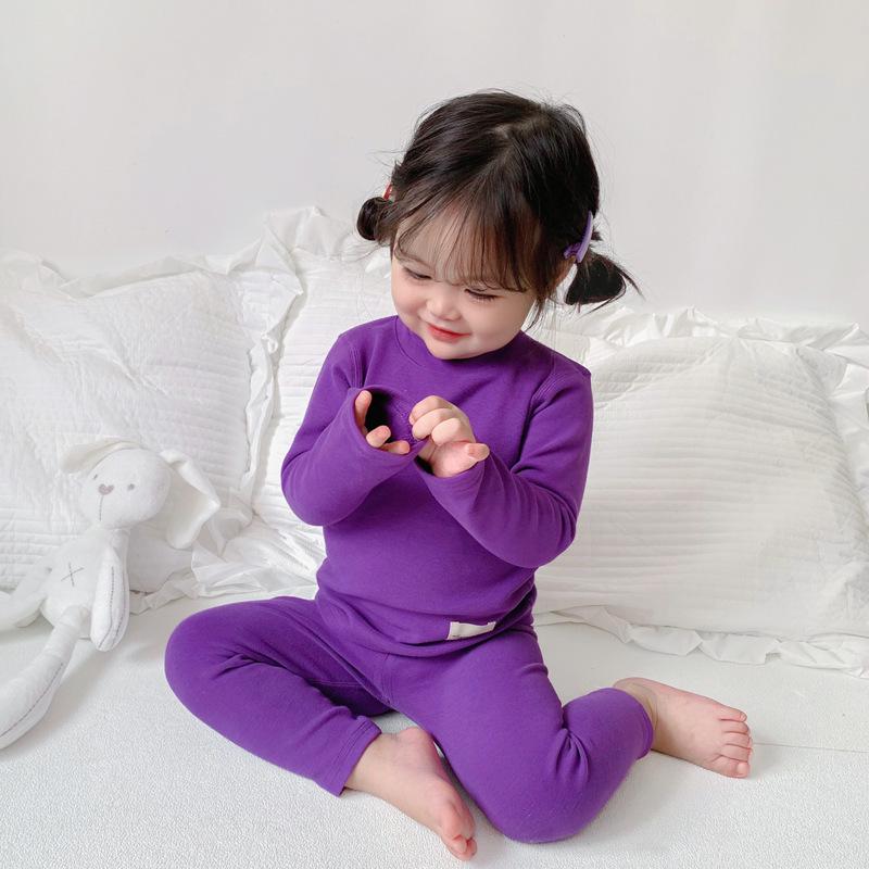 Детский термокомплект с высоким воротом - Чесаный хлопок, Утепленный, для мальчиков и девочек