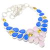 Pink Chalcedony, Sapphire Gemstone 925 Sterling Silver Jewelry Necklace 18" w0Y40