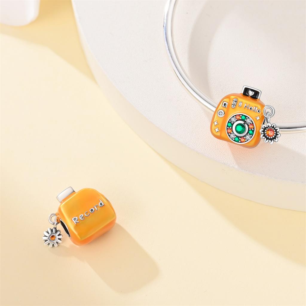 Original S925 Silver Plated Autumn Maple Leaf Pumpkin Camera Charm Beads Fit DIY Bracelet Fine Birthday Jewelry Gifts