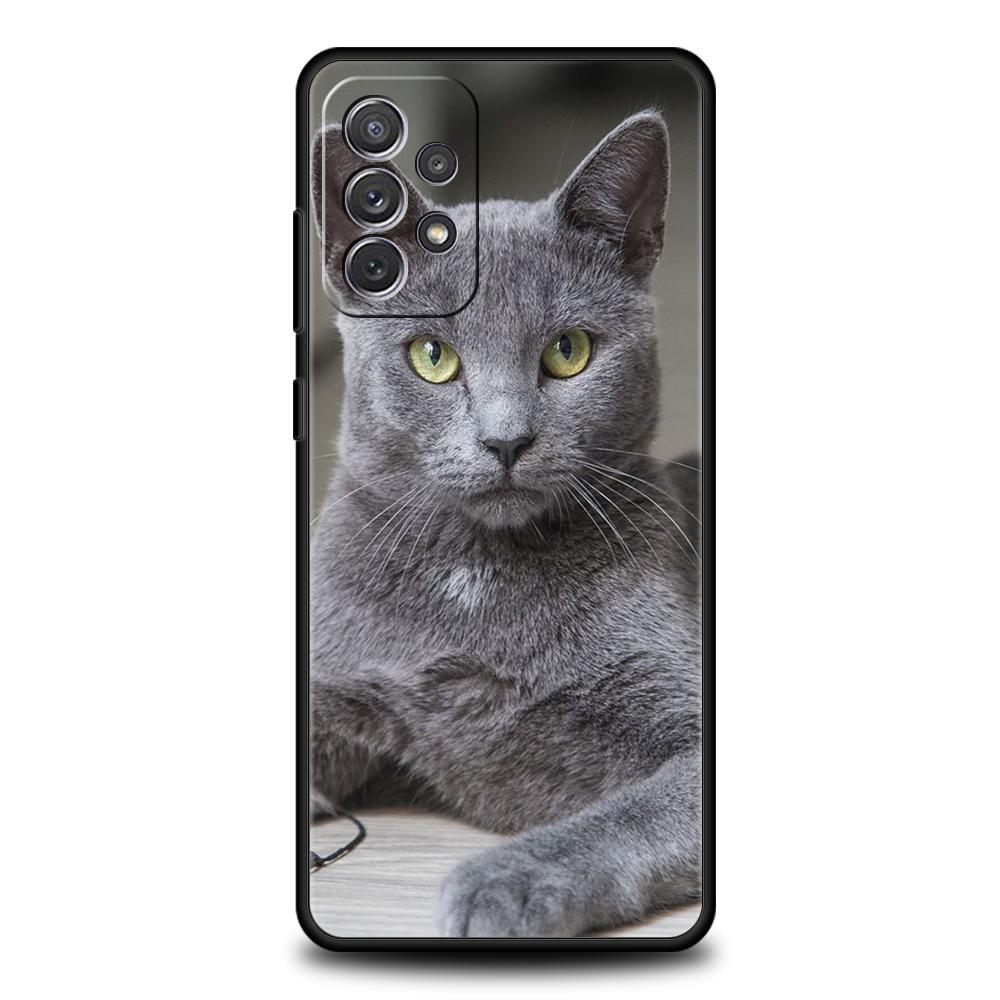 Чехол для британской короткошерстной кошки для Samsung A24 A12 A14 A32 A50 A70 A20E A20S A10 A10S A22 A30 A40 A34 A54 A42 A52 5G A04s A72