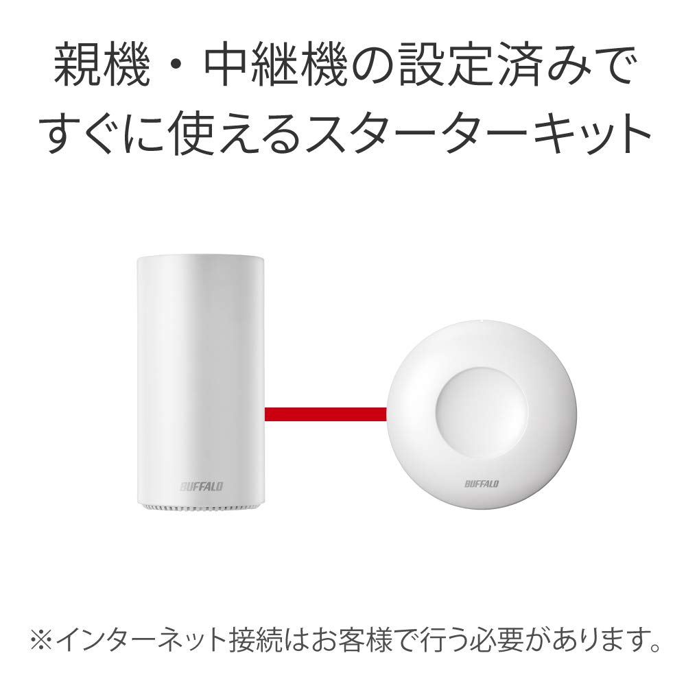 BUFFALO WiFi Wireless LAN AirStation Connect Main Unit Relay Set Model 11ac Ac2200 Dual Band with Unique Mesh Function 3LDK 15 Units Echo Manufacturer