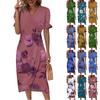 Женская пляжная юбка. Элегантное весенне-летнее платье с v-образным вырезом и принтом. Плиссированная длинная юбка.