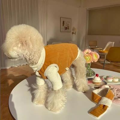 Одежда для собак Teddy Puppy с шарфом-жилетом, зимняя теплая одежда Bigbear Small Dog Schnauzer Teddy Winter Clothing
