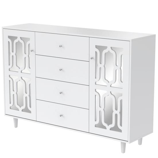 Kitchen Supplies Sideboard Multilayer Compartment Locker Mirror Surface Cabinet Door Modern Furniture MDF Bedroom Living Room Floor Household Side