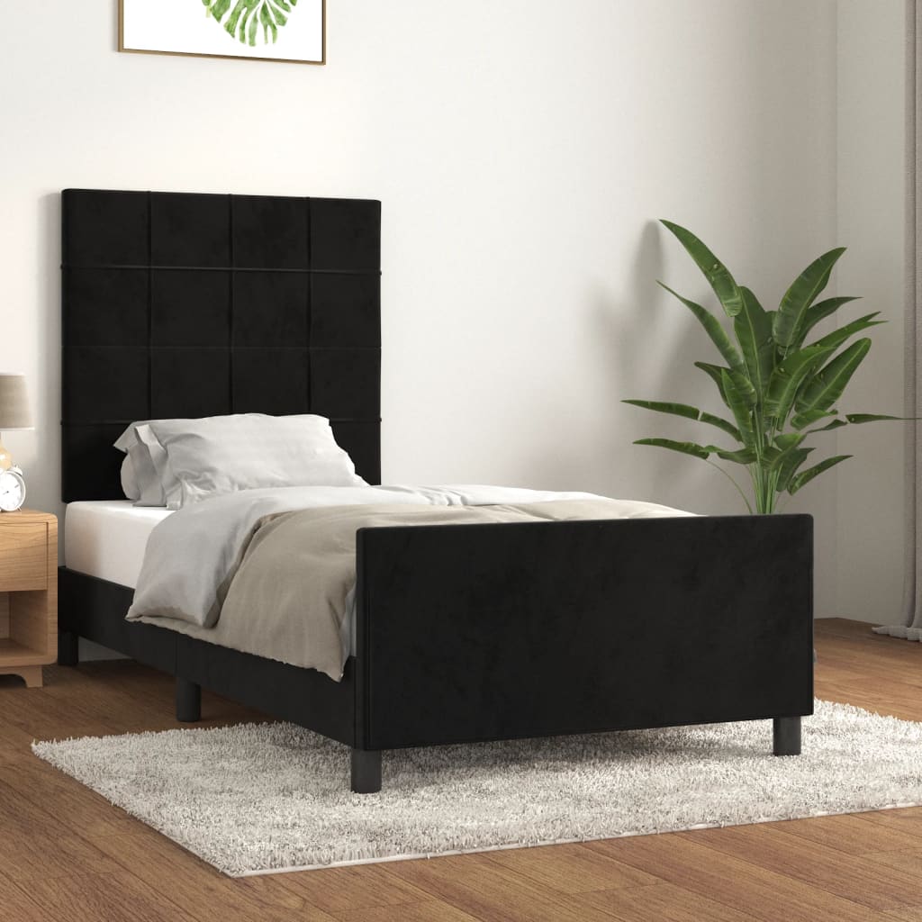 Vidaxl Каркас кровати с изголовьем, черный, 80x200 см, бархатный
