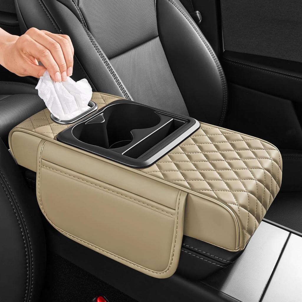 Xiaomi 5 in 1 Car Armrest Box Height Pad Multifunctional Center Armrest Box Pad Tissue Box Storage Bag Cup Holder for Most SUV Sedans