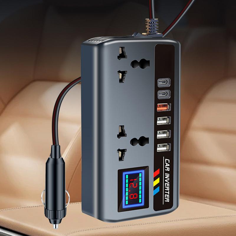 Автомобильный преобразователь 12 В/24 В в 220 В для розетки, автомобильный инвертор с розеткой, порты для быстрой зарядки, портативное автомобильное зарядное устройство-инвертор, 3 USB