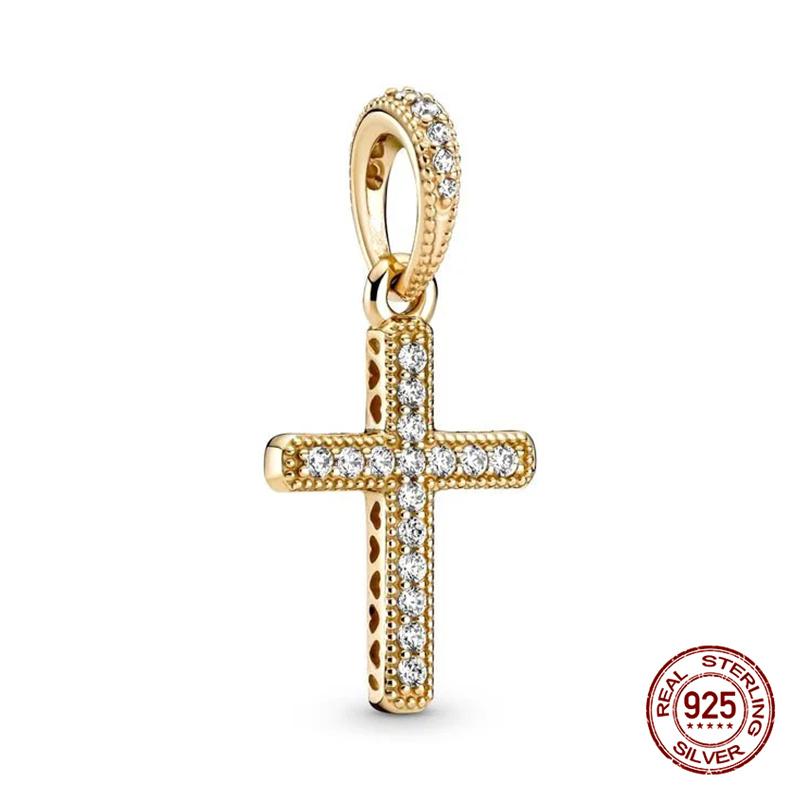 Original Charms Copper Fashion Synthetic Zircon Cross Series Charm Bead Fit 3Mm Original Bracelet For Women Diy Jewelry Gift