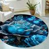 Роскошные круглые коврики для пола с синим цветочным узором и бабочками, кухонный коврик-дорожка для прихожей, мягкий ковер для спальни и гостиной, нескользящий коврик для зонирования
