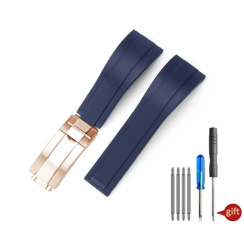 Nature Мягкий Силиконовый Каучук Мужской 20мм Ремешок Для Часов Для Rolex Ремешок для Часов Daytona Submariner GMT OYSTERFLEX Браслет Складная Застежка