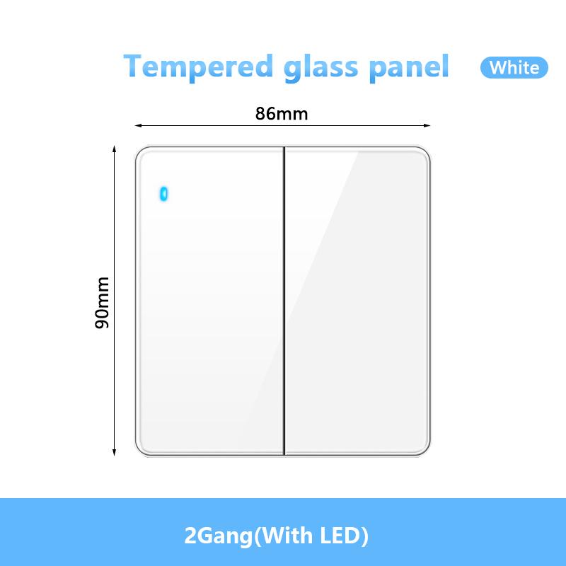 Universal Wall LED Light 1/2Way Switch 16A Black/White Tempered Glass Panel ON OFF Power Push Button Rocker Switch 1/2/3/4 Gang